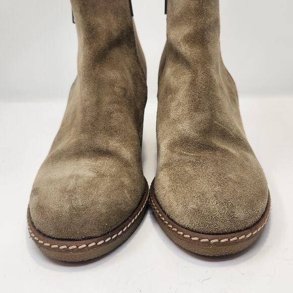 J Crew Women Tan Suede Crepe Wedge Ankle Boot Bootie Size 8 Size Zippers Casual - Picture 3 of 10